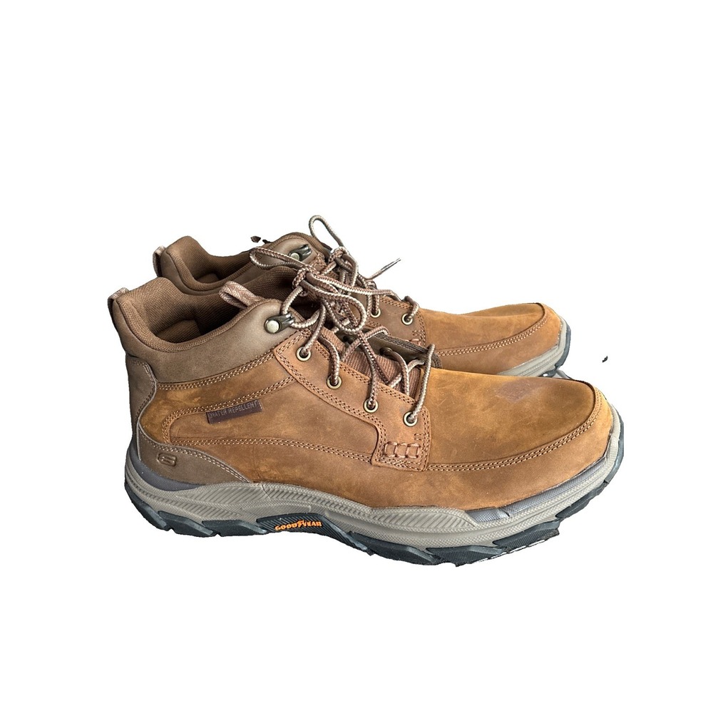 Skechers Ankle Boots Men Sz 12 Extra Wide Brown Steady Grip Water Repellent READ